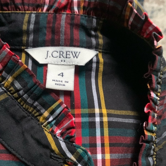 J Crew  Holiday dress size 4 tartan plaid Christmas button up ruffle long sleeve - Picture 2 of 14